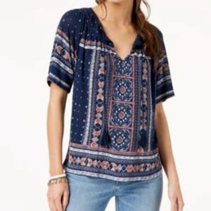 Lucky Brand Geo print Peasant top